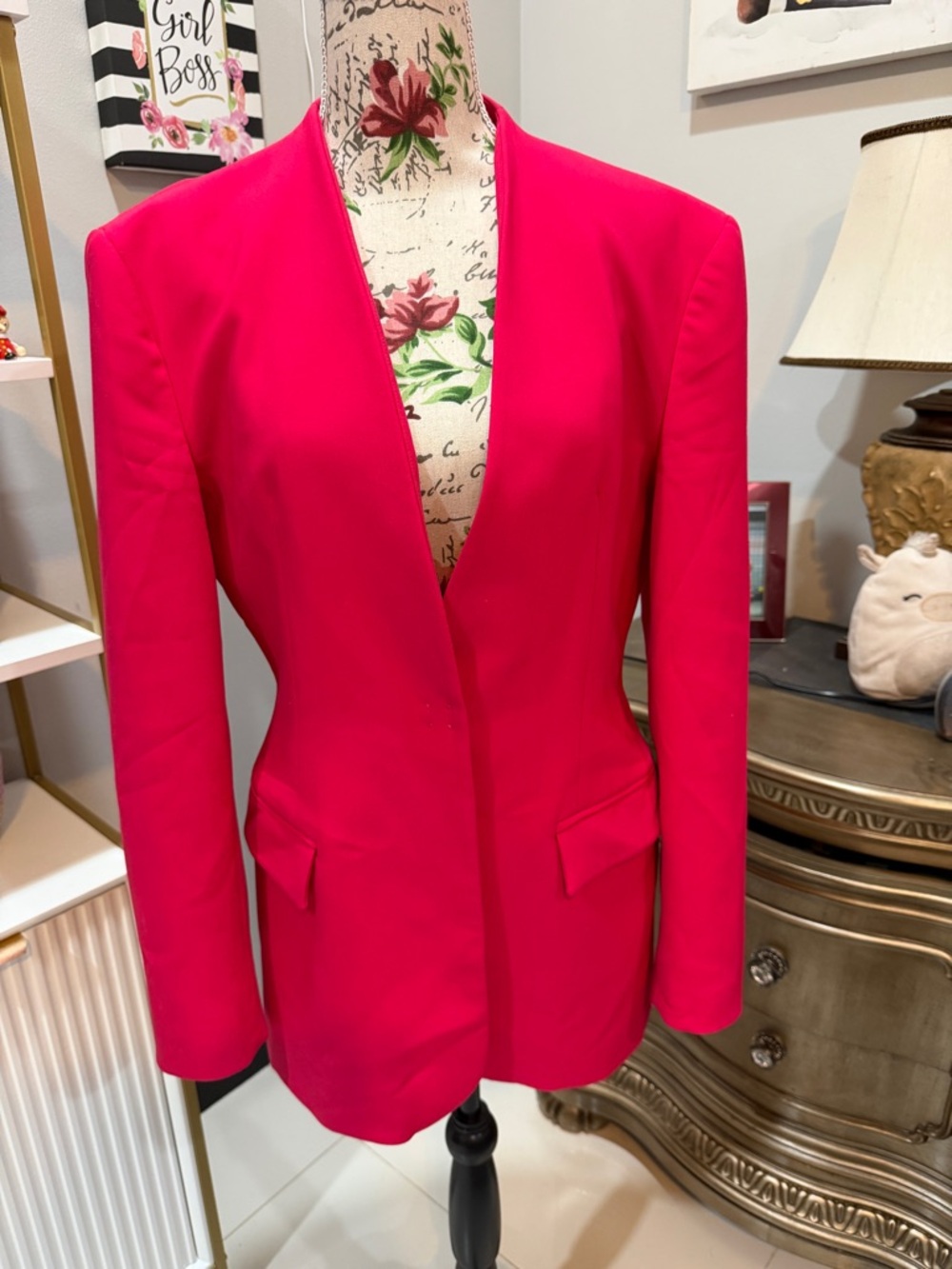 Zara Hot Pink Open-Front Blazer - Picture 1 of 12